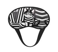 Chaton rayé noir et blanc. C'est un masque pour les yeux à bord noir. Le masque doux pour les yeux peut améliorer la qualité du sommeil et est adapté pour l'intérieur, l'extérieur et les voyages.