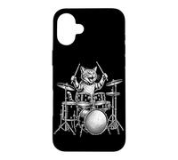 Chaton Rock and Roll Chaton Batteur Jouant de la Batterie Coque pour iPhone 16 Plus