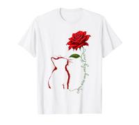 Chaton Rose Chat Rose Rouge Silhouette You are My Only Love T-Shirt Graphique avec Valeur