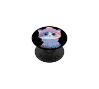 Chaton Souriant Hiver Chat Mignon Portrait Graphique Rose Tricot PopSockets PopGrip Adhésif