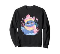 Chaton Souriant Hiver Mignon Félin Portrait Graphique Chat Bleu Sweatshirt