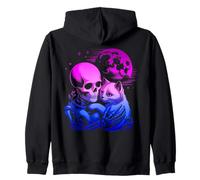 Chaton Squelette Goth Halloween Embrace la Lune Sweat à Capuche