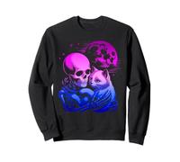 Chaton Squelette Goth Halloween Embrace la Lune Sweatshirt