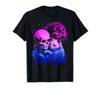 Chaton Squelette Goth Halloween Embrace la Lune T-Shirt