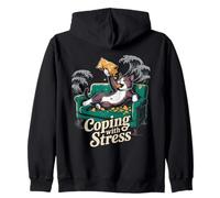 Chaton stressé Lazy Cat Chips Crisps Coping Stress Chips Sweat à Capuche