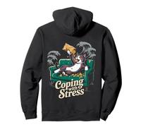 Chaton stressé Lazy Cat Chips Crisps Coping Stress Chips Sweat à Capuche