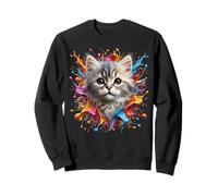 Chaton super mignon avec des éclaboussures de peinture colorées Sweatshirt