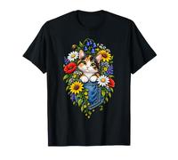 Chaton Tricolore dans Poche en Jean Fleurie T-Shirt