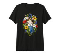 Chaton Tricolore dans Poche en Jean Fleurie T-Shirt Haut de Gamme