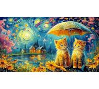 Chatons d'automne avec des citrouilles et des hiboux Puzzle pour Adultes 1000 pièces - Jeu Amusant & Stimulant Papier recyclé Idée Cadeau pour la Maison 38x26/1000pcs