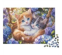Chatons Fleurs Panier 1000 Pièces Mini Puzzle pour Adolescents Relaxant | 70x50cm Carton Décor De Chambre Finition Lisse Cadeau D'anniversaire Activité De Groupe