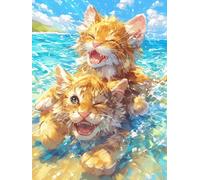 Chatons Jouant dans l'océan Puzzle 1000 Pièces pour Adultes Challenge 3D Unique Educa Jeu De Réflexion Relaxation Artistique Cadeau De Famille Décoration 1000 PCS