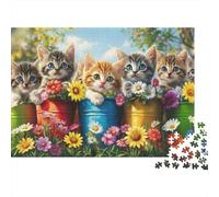 Chatons Mignons Jardin Puzzle 1000 Pièces Educa Jouet Divertissement Créatif Décoration Intérieure Animaux Jeu Éducatif Challenge Toy Adultes & Enfants des 14 Ans 38x26cm/1000pcs