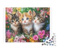 Chatons Mignons Jardin Puzzle 1000 Pièces Papier Écologique pour Enfants, Puzzle Relaxation Mentale, Amusement Après École, Puzzle Top Noté Rapport Qualité-Prix 70x50cm/1000pcs