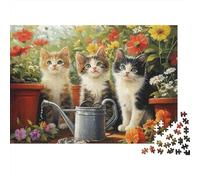 Chatons Mignons Jardin Scene Puzzle 1000 Pièces Educa Jouet Divertissement Créatif Décoration Intérieure Animaux Jeu Éducatif Challenge Toy pour Adultes Et Enfants À Partir De 12 Ans 52x38cm/1000pcs