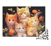 Chatons Orange Mignons Puzzle 1000 Pièces Educa Jouet Cadeau Unique Décoration Intérieure Animaux Jeu Éducatif Challenge Toy pour Adultes Et Enfants À Partir De 12 Ans 70x50cm/1000pcs