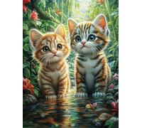 Chatons tigrés dans l'eau Puzzles 1000 Pièces pour Adultes Educa Challenge Créatif Difficile 3D Qualité Supérieure Décoration Moderne Relaxation Cadeau 1000 PCS