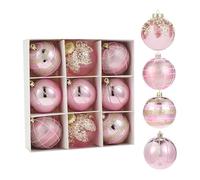 Chatonshen 9 Boules de Noël Scintillantes, Décorations pour Sapin de Noël, Pendentifs, 7,6 Cm (3 Pouces), pour Anniversaire, Club, Thanksgiving, Jardin, Pub, Rose