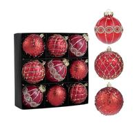 Chatonshen 9 Boules de Noël Scintillantes, Décorations pour Sapin de Noël, Pendentifs, 7,6 Cm (3 Pouces), pour Anniversaire, Club, Thanksgiving, Jardin, Pub, Rouge