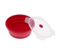 Chatonshen Bol de Camping Pliable en Silicone avec Couvercle, Matériau Sûr et Réutilisable, Base Stable et Flexible, Adapté Aux Activités de Plein Air, Rouge, 900ml