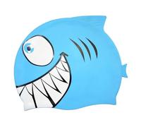 Chatonshen Bonnet de Bain en Forme de Requin, équipement de Natation, Facile à Mettre et à Enlever, Bonnet de Bain Antidérapant, Chapeau de Natation pour Enfants, Bleu