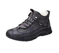 Chatonshen Bottes de Neige Homme Bottes Chaudes Hiver Bottines PU Antiglisse Fermeture Zippée Confort Adaptées pour Travail Sortie Promenade Détente, Gris Taille 43