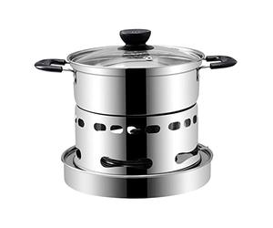 Chatonshen Chafing Dish Récipient Hotpot Individuel INOX Casserole Poignée Renforcée Adapté Repas Conviviaux Restauration Petits Groupes Événement, 18cm