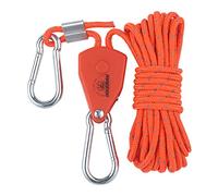 Chatonshen Crochet à Cliquet avec Poulie, Engrenages Métalliques Renforcés Haute Résistance, Tendeur à Boucle Fixe, Corde Réfléchissante Coupe-Vent, 4mm 4m Orange