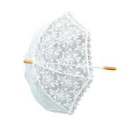 Chatonshen Élégant Parasol en Dentelle Blanche avec Longue Poignée, Détails Vintage, Accessoire de Princesse pour La Mariée et Sa Demoiselle d'honneur, Idéal, Style C