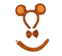 Chatonshen Ensemble Serre-tête Oreilles de Souris, Queue et Nœud Papillon, Idéal pour Les Soirées à Thème, Les D'année et Les Soirées Masquées, Brun