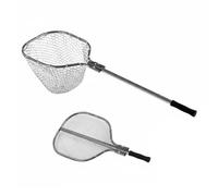 Chatonshen Épuisette Pliante de Pêche Filet Télescopique avec Manche Ergonomique Structure Aluminium Filetage Silicone Adaptée aux Pêcheurs Loisirs et Professionnels, Blanc
