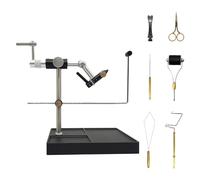 Chatonshen Fly Tying Vise Kit Montage Mouche Fil Outil Finisher Bodkin Ciseaux Métal Solide Pivotant Rotation Pratique pour Pêche Loisirs Cadeaux Homme