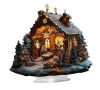 Chatonshen Nativity Scene Sculpture Ornement 2D en Acrylique à Poser sur Base Robuste Centre de Table Décoratif Figurine de Noël Adaptée pour Enfants Réception F, Jésus