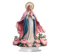 Chatonshen Nativity Scene Sculpture Ornement 2D en Acrylique à Poser sur Base Robuste Centre de Table Décoratif Figurine de Noël Adaptée pour Enfants Réception F, Dame