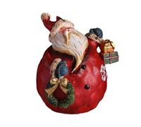 Chatonshen Père Noël Statuette Décoration de Noël de Table Figurine Artisanale en Résine Peinte Main pour Orner Salon Bureau Étagère Adaptée à La Décoration, Style b