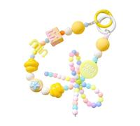 Chatonshen Porte-clés Perles Bracelet Charme Suspendu Poignée Bijou Accessoires de Sac Bracelet PP Discret Adapté Sacs Anniversaire, Jaune