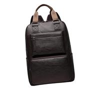 Chatonshen Sac à Dos pour Ordinateur Portable, Sac Décontracté, Grande Capacité, Multifonctionnel, en PU Facile à Nettoyer, Poches Latérales, Idéal pour L'éc, Brun