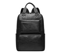 Chatonshen Sac à Dos pour Ordinateur Portable, Sac Décontracté, Grande Capacité, Multifonctionnel, en PU Facile à Nettoyer, Poches Latérales, Idéal pour L'éc, Noir
