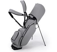 Chatonshen Sac Rangement pour Matériel Golf avec Double Support et Compartiments Multiples en Cuir PU pour Organisation Pratique sur Le Green, Gris