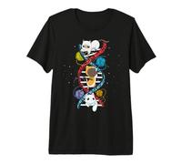 Chats ADN Chat Hélice Moléculaire Génétique Biologie Chaton Geek T-Shirt Haut de Gamme