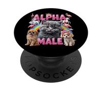 Chats Alpha Meme Cat Male Kitten pour Les Vrais Hommes PopSockets PopGrip Adhésif