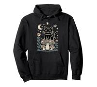 Chats Amoureux de la forêt Cottagecore Esthétique Floral Champignon Chat Sweat à Capuche
