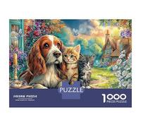 Chats and Chiens Coffret Puzzle 1000 Pièces Papier Écologique Animal Duo pour Seniors Passionnés, Puzzle Anti-Stress, Loisir De Voyage, Cadeau De Noël Populaire pour Seniors s 70x50cm/1000pcs