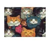 Chats Animaux Visages 1000pcs Mini Puzzle pour Famille Difficile | 38x26cm Carton Décor Salon Structure Durable Cadeau Anniversaire Soulagement Du Stress