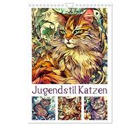 Chats Art nouveau, Version française (Calendrier mural 2026 DIN A4 portrait), Calendrier CALVENDO mensuel