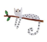 Chats blancs Aiguille de lampe pour femmes Stylo arbre à chat exquis émail Mignon Branche Revers Bijoux Paresseux assis sur la brèche d'arbre, taille unique, Comme décrit