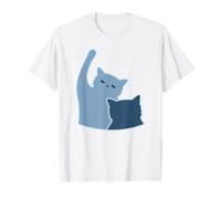 Chats Bleus Combattant des Chatons Mignons Style Dessin animé T-Shirt Graphique avec Valeur