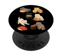 Chats britanniques à poil court avec de jolis rouleaux de sushi PopSockets PopGrip Adhésif