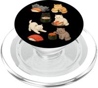 Chats britanniques à poil court avec de jolis rouleaux de sushi PopSockets PopGrip pour MagSafe