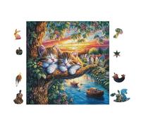 Chats by The Lac 100 Pièces Puzzle Créatif en Voitureton Anti-Déchirure Difficulté Moyenne Activité Hommeuelle Loisir Créatif Cadeau Fête des Mères Premium 28x28cm